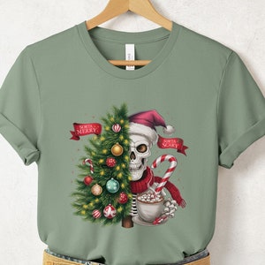 Sorta Merry Sorta Scary Skeleton Christmas Shirt, Dark Christmas Gift for Teen,Cute XMas T-Shirt,Funny Christmas Gift for Her,Tis the Season