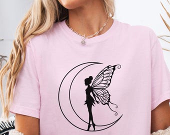Celestial Fairy Comfort Colors Shirt, Dark Cottagecore Clothing, Vintage Whimsigoth Shirt, Witchy Fairycore Gifts,Mystical Goblincore Tshirt