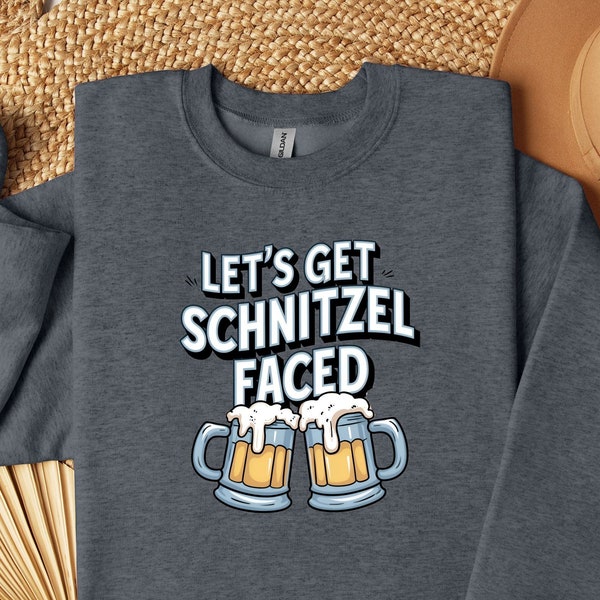 Let's Get Schnitzel Faced Funny Oktoberfest Shirt, Matching Lederhosen Festival Wear, Beer Lover Gift Group Drinking Shirt, Prost Bavaria