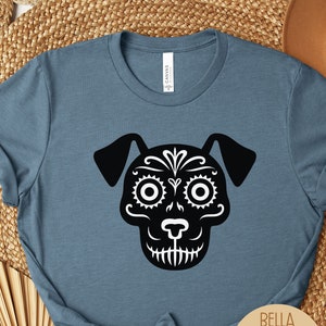 Dog Sugar Skull Day of the Dead Dia De Los Muertos Shirt, Mexican Cultural TShirt, Halloween Party T Shirt, Hispanic Heritage Flower Skull