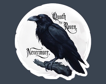 Edgar Allan Poe Nevermore Vinyl Sticker for Kindle, Laptop or Water Bottle, Bookish Merch Gift for English Teacher, Raven Dark Academia Goth