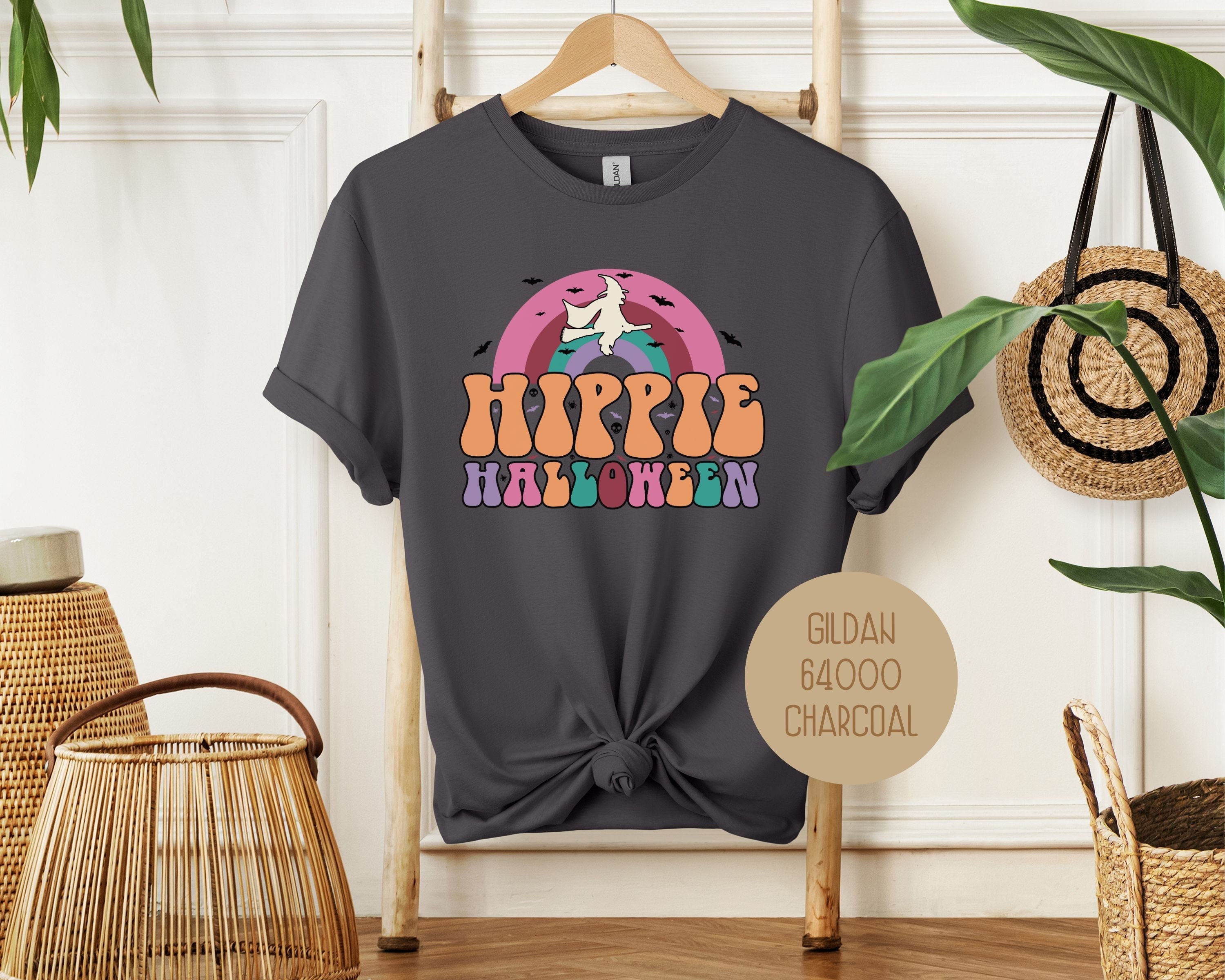 Hippie Halloween Retro Witch Rainbow Sweater, Vintage Groovy Spooky Vibes Shirt Gift Her, Halloween Fall Season Witch Sweatshirt,Boho Wiccan