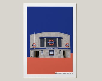 Tooting Bec Underground Station, South West London, Digital Print, London Underground, London Poster, London Digital Illustration, City Art