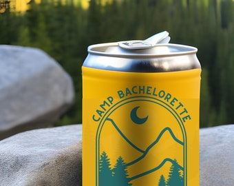 Mountains/Nature/Camping Outdoorsy Party Bachelor/Bachelorette/Wedding/Reunion Slim or Regular Can Cooler CUSTOMIZABLE