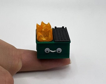 Teeny Tiny 3D gedrucktes Müllcontainer-Feuer - lustige Schreibtischdeko