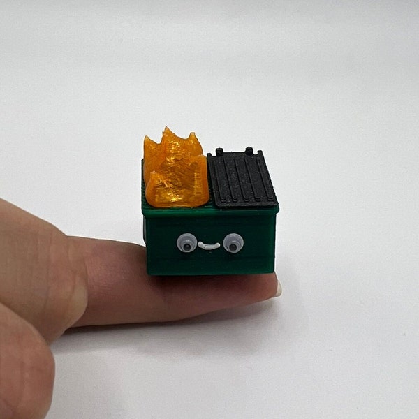 Teeny tiny Dumpster Fire lil Dumpito (multiple color choices) - funny micro miniature office desk decor novelty finger toy gift