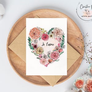 Carte de souhaits, illustration de fleurs, carte vierge, fête, aquarelle, fait au Québec