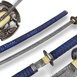 Katana Sword, Handmade Damascuse Steel Blade Sword, Japanese Samurai Sword, Personalized Gift, Tanto Sword, Wedding Gift. Gift for Him.