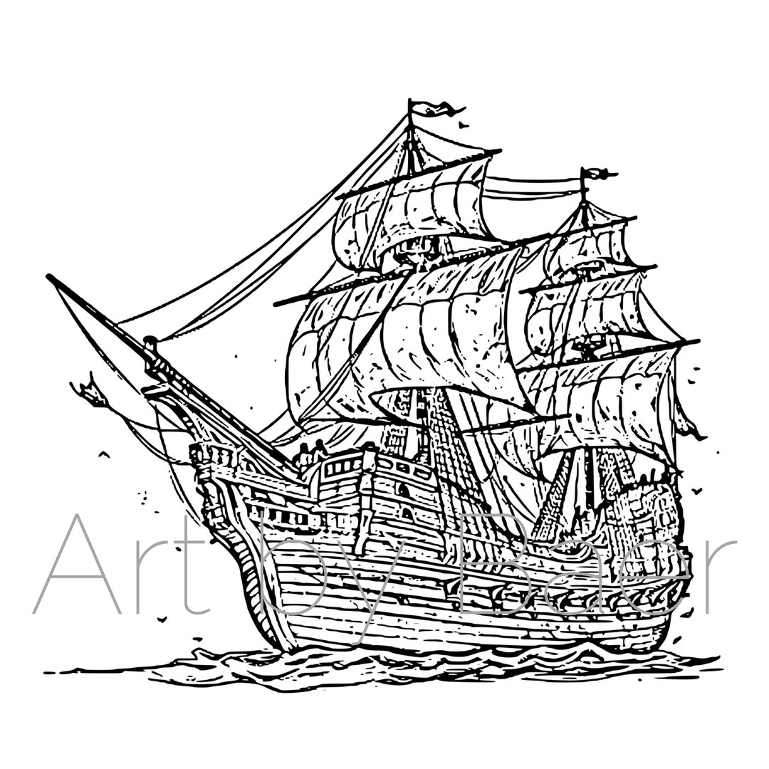 Galleon SVG, Digital Download, PNG, JPG, Svg, Ship Svg, Galleon Silhouette, Cutting Machine ...