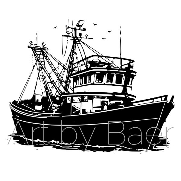 Fishing Boat SVG, Digital Download, PNG, JPG, svg, Ship, Fishing Boat Silhouette, Cutting Machine, Print at home, Greek Boat, 300 dpi