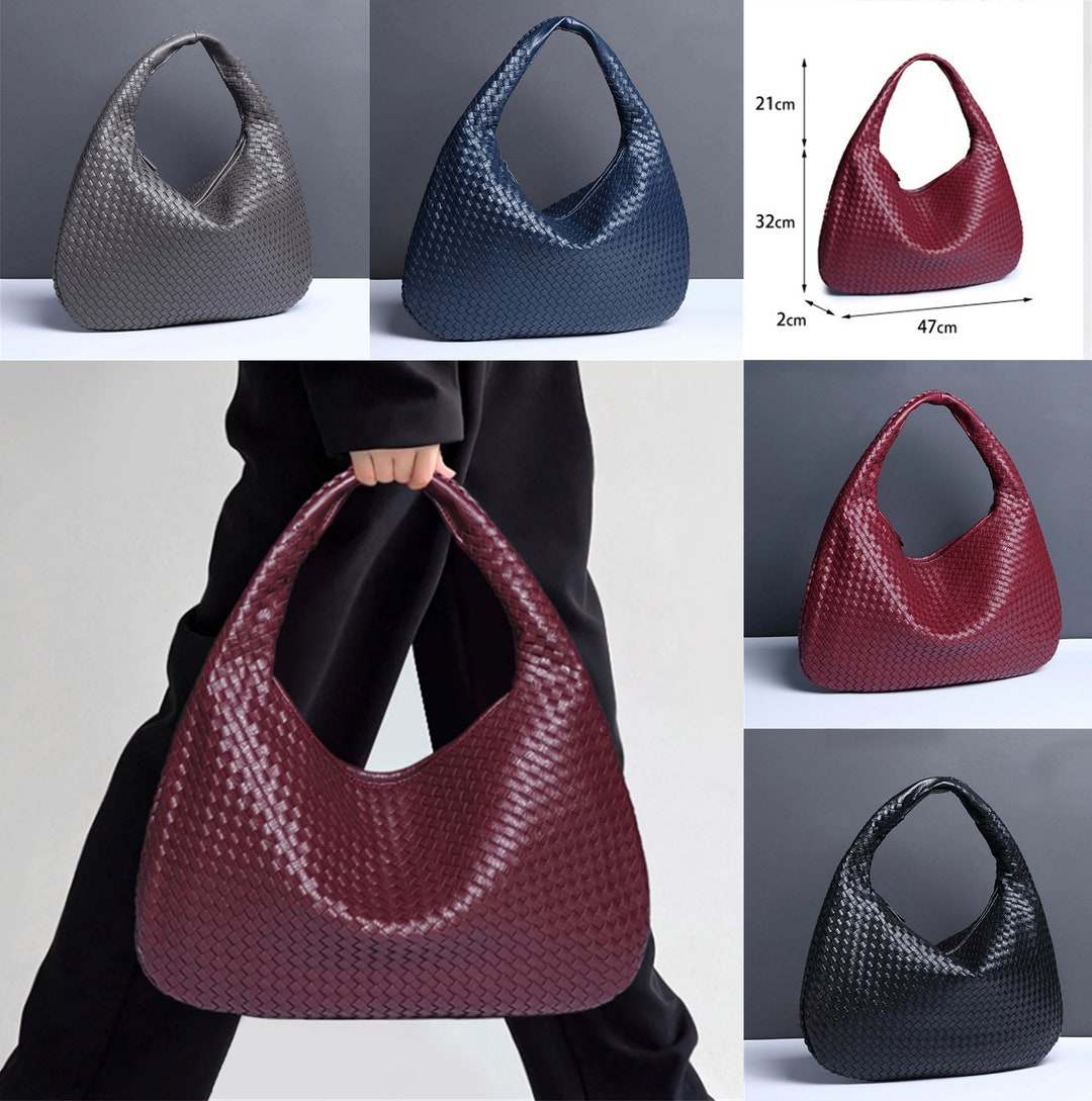 Vegan Leather Shoulder Bag, Large Designer Bag, Leather Dumpling Bag