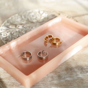 Triple Check Hoops | Stud Hoops | Waterproof Hoops | Gold & Silver Available | Waterproof Jewelry | Hypoallergenic Jewelry | Platinum Plated