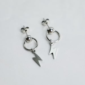 Struck Earrings | Stud Dangle Earrings | Lightning Strike Earrings | Waterproof | Stainless Steel, Platinum Plated