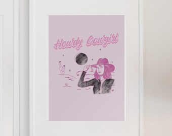 Howdy Cowgirl Retro A4 Poster