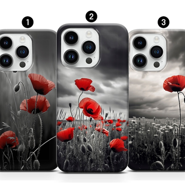 Red Poppies Phone Case Meadow Poppy Flower Cover iPhone 15 14 Pro Max 13 12 11 XR XS 8+ Samsung S10 S21FE S23 Plus A34 A54 Note10+