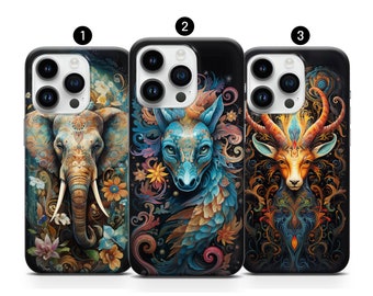 Fantasy Animal Phone Case, Fantastic Elephant Cover iPhone 15 14 Pro Max 13 12 11 XR XS 6 7 8 SE Mini Samsung S10 S21FE Plus S23 A54 Note10+