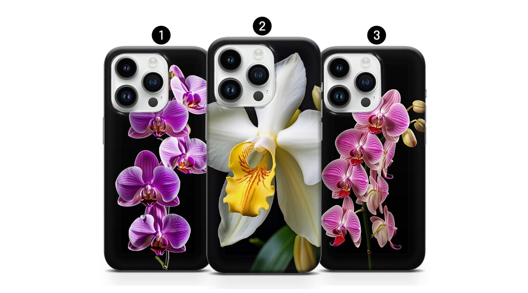Pink White Orchid Phone Case, Orchids Flower Cover iPhone 15 14 Pro Max