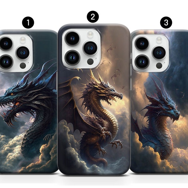 Japanische Drachen Handyhülle, Fantastische Fantasy Hülle für iPhone 15 14 Pro Max 13 12 11 XR XS 8+ 7 Samsung S10 S21FE A13 A52 Note10+