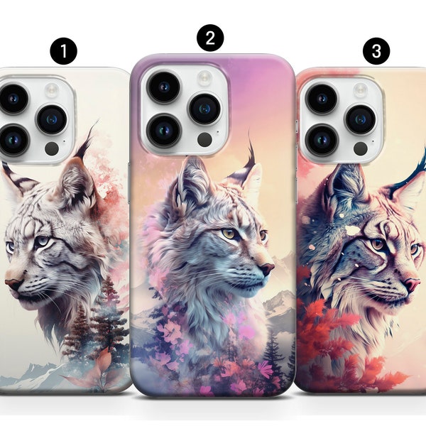 Landschaft mit Luchs Handyhülle, Tierhülle iPhone 15 14 Pro Max 13 12 11 XR XS 6 7 8 SE Samsung S21FE Plus S24 A13 A34 A54 Note10