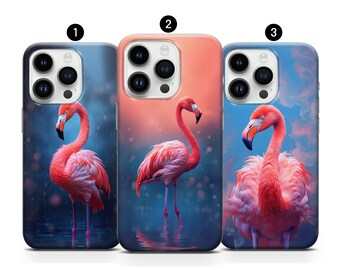 Pink Flamingo Phone Case, Graceful Tropical Bird Cover iPhone 15 14 Pro Max 13 12 11 XR XS 6 7 8 SE Mini Samsung S23 S24 A34 A54 Note