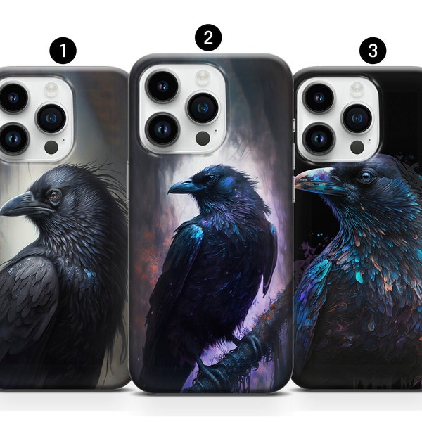 Mystical Black Raven Phone Case, Bird Cover for iPhone 15 14 Pro Max 13 12 11 XR XS 8+ 7 SE Mini Samsung S10 S21FE A13 A52 Note10+