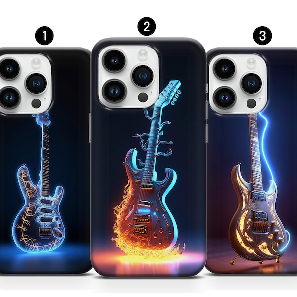 Electric Guitar Phone Case, Mystical Guitar Cover iPhone 15 14 Pro Max 13 12 11 XR XS + Samsung S10 S21FE S23 PlusA34 A54 Note10+