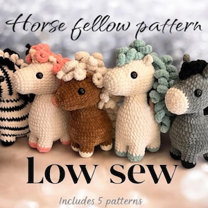 Crochet horse fellow 5in1 pattern, low sew - amigurumi pattern by: virkatavsofie
