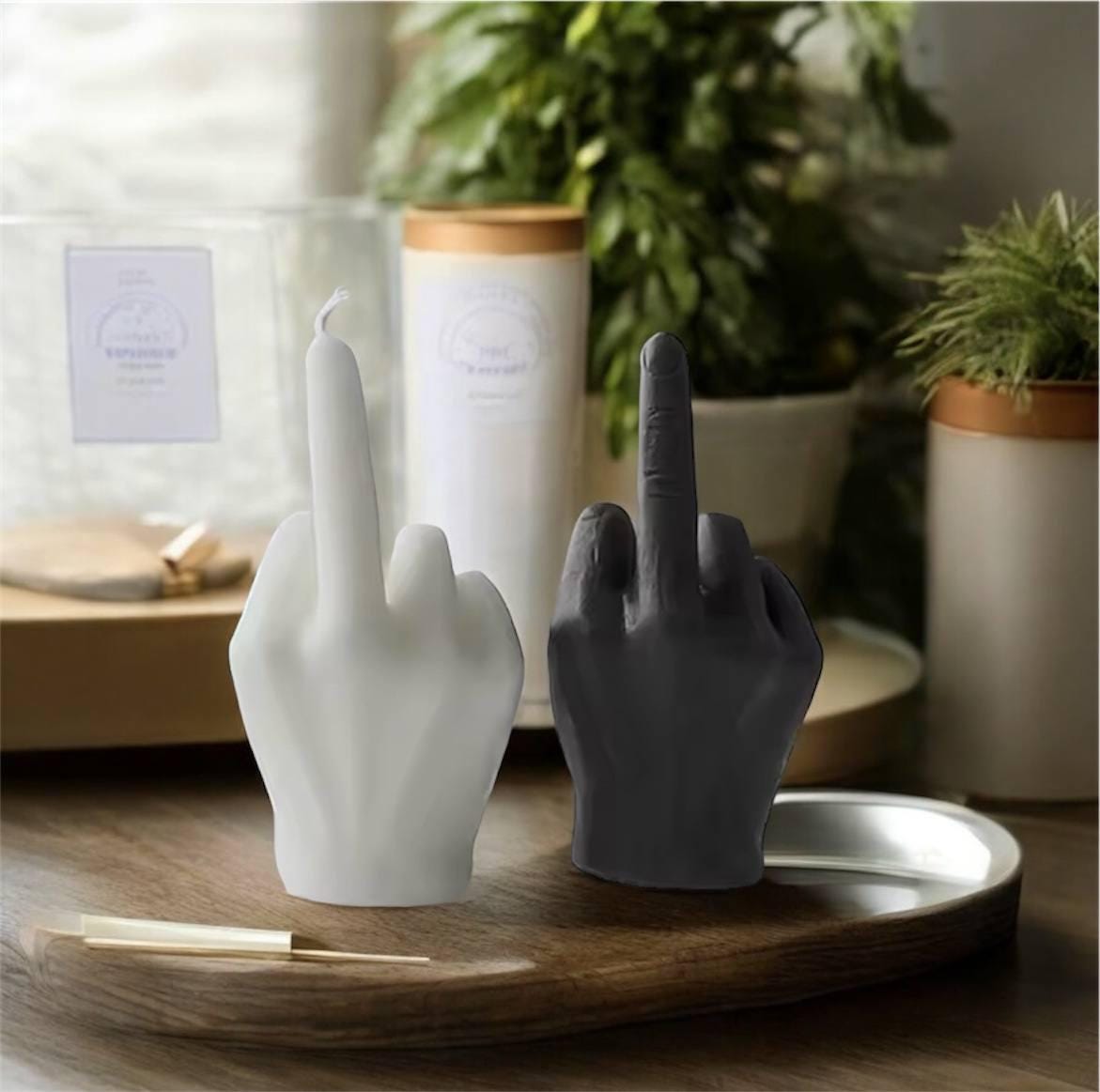 Bougie Doigt D'Honneur En Cire De Soja - Décoration Humoristique Pour Maison Ou Fête
