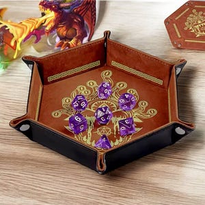 Beholder Dice Tray: Foldable PU Leather Rolling Mat for D&D