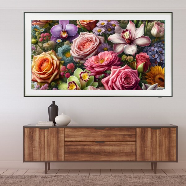 Samsung Cadre TV Art | Cadre TV Floraison Éclatante | Fleur naturel | Téléchargement numérique | Art pour téléviseur Samsung et LG Frame