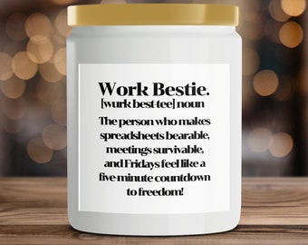 Work Bestie Scented Candle, Gift for Coworker, Funny Office Decor, Friday Feeling, Countdown to Freedom, Spreadsheet Humor