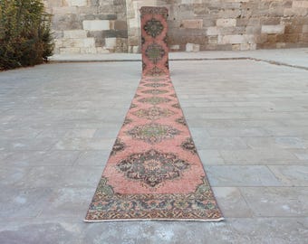 Corridore extra lungo da 25' per scale, Corridore lungo da 25' per corridoio, Tappeto da corridoio Heriz antico lungo, Corridore Oushak 2x25, Corridore lungo Vintage 2x25