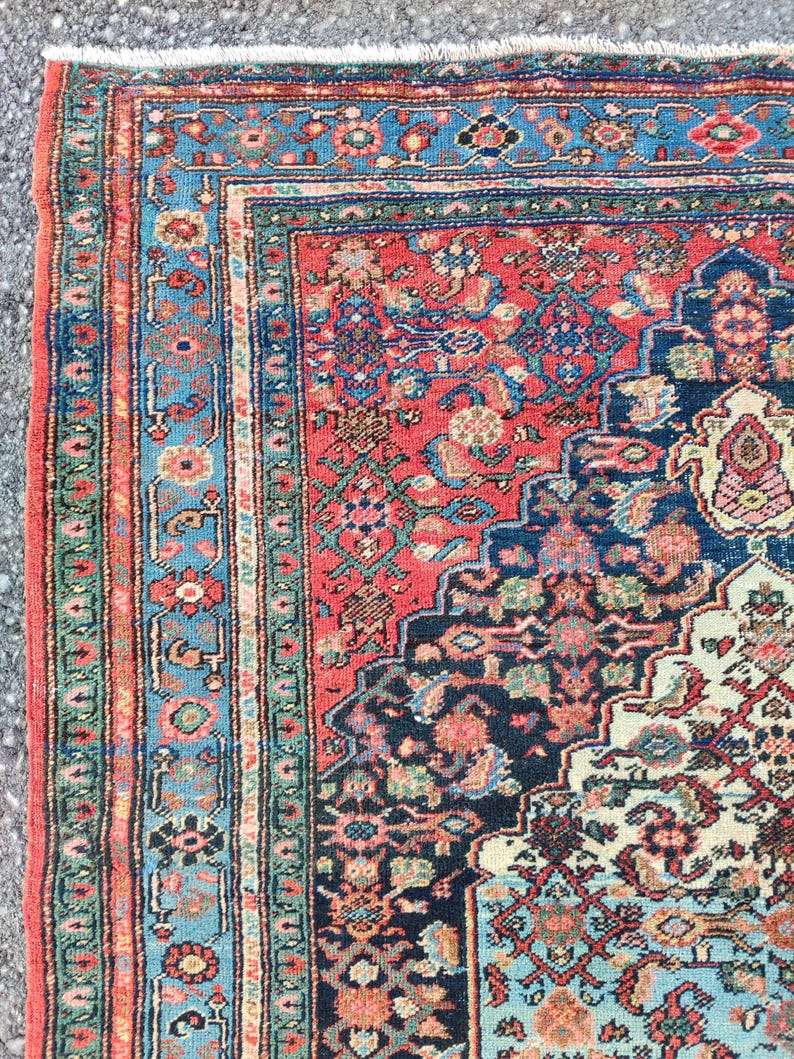 4'3" x 6'6" ft, Karaja rug 4x6, Antique rug 4x6, Heriz rug 4x6 Vintage, Serapi rug, Kurdish rug, Afghan rug 4x6, Caucasian rug, Deep rug image 1