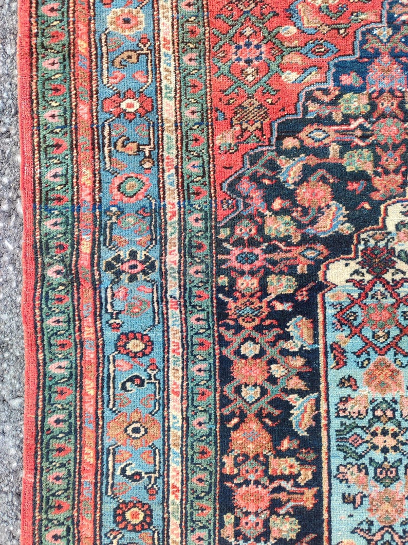 4'3" x 6'6" ft, Karaja rug 4x6, Antique rug 4x6, Heriz rug 4x6 Vintage, Serapi rug, Kurdish rug, Afghan rug 4x6, Caucasian rug, Deep rug image 7
