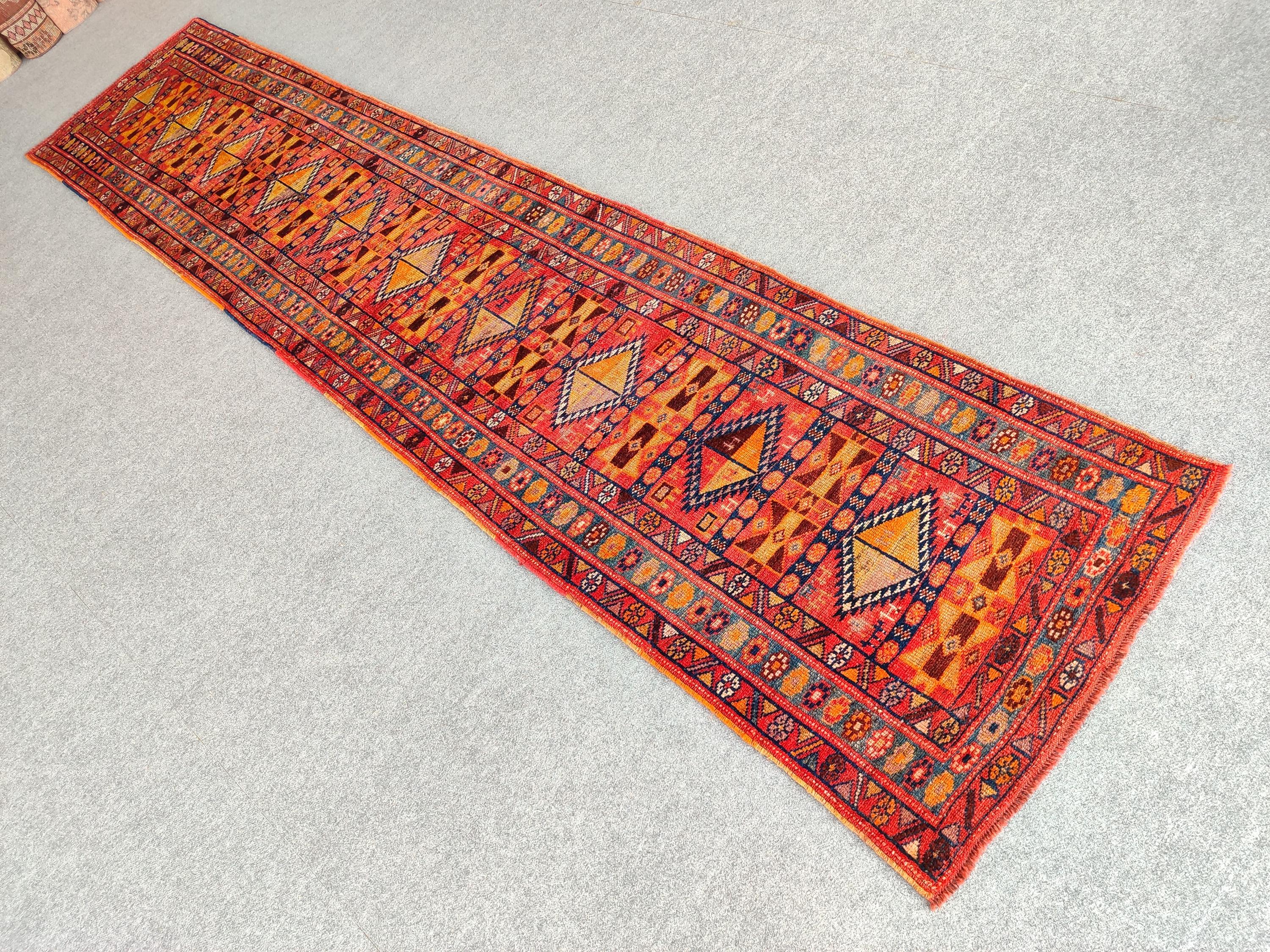 3 x 15フィート、赤いトルコ製ランナー 3x15、エクストラロング