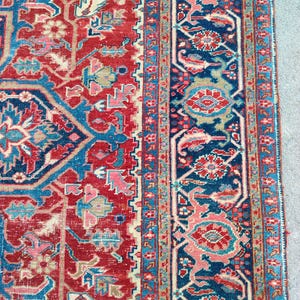 8x11 Heriz area rug rare, Vibrant persian rug 8x11, Afghan area rug 8x11 vintage, Antique rug 8x11, Turkish rug 8x11, Caucasian rug