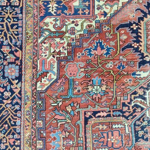 9x12 Heriz rug Oversize, Antique 9x12 Persian rug, Serapi rug, Vintage 9x12 living room rug, Mahal rug, Home furniture, Large rug, Oriental