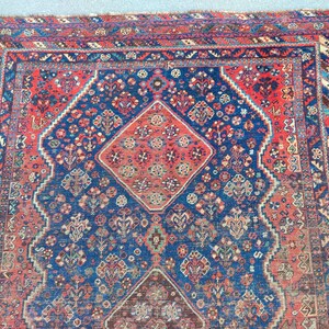 7&#39; x 10&#39; ft, Stunning shiraz rug rare color, Persian rug 7x10, Antique rug 7x10 area, Afghan area rug, Bedroom 7x10 living rug red navy
