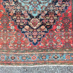 4'3" x 6'6" ft, Karaja rug 4x6, Antique rug 4x6, Heriz rug 4x6 Vintage, Serapi rug, Kurdish rug, Afghan rug 4x6, Caucasian rug, Deep rug image 4