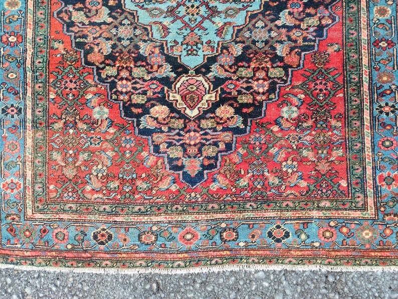 4'3" x 6'6" ft, Karaja rug 4x6, Antique rug 4x6, Heriz rug 4x6 Vintage, Serapi rug, Kurdish rug, Afghan rug 4x6, Caucasian rug, Deep rug image 4