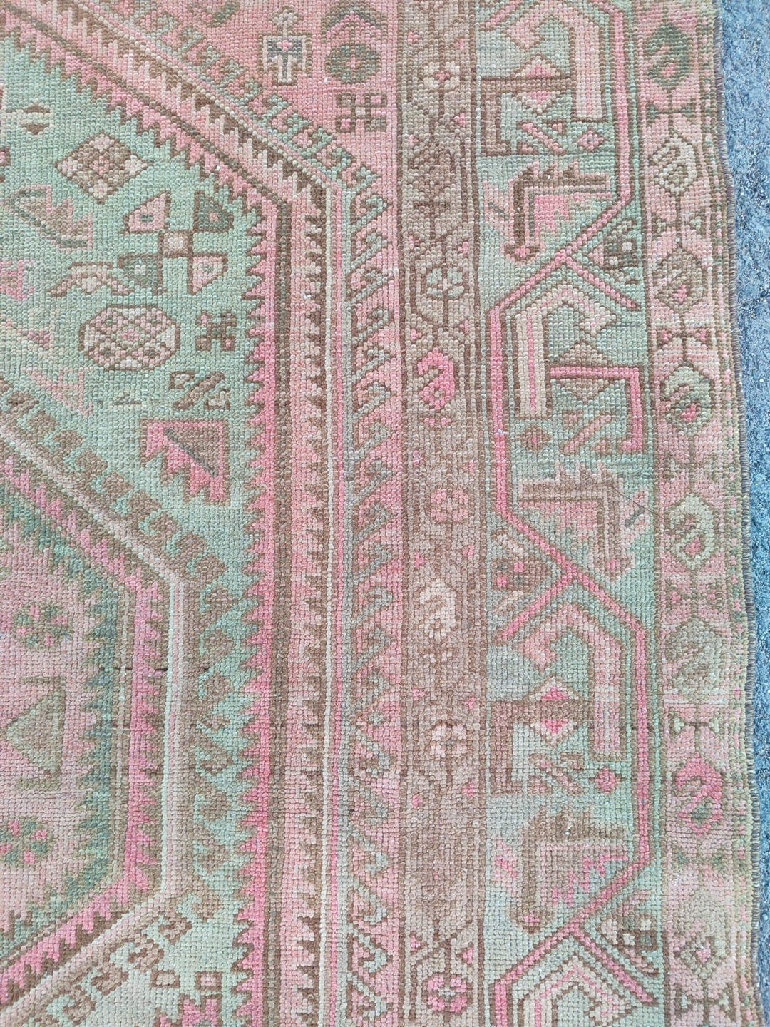 5x7 Persian Rug Muted Color, Heriz Rug 5x7 Navy, Turkish 5x7 Oushak Rug ...