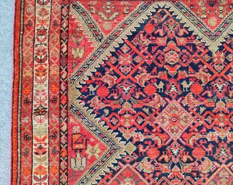 4x6 Antique Tribal rug, Heriz rug 4x6 navy, Karaja rug, Oriental rug 4x6 vintage, Kurdish rug, Serapi rug, Caucasian rug, Geometric rug
