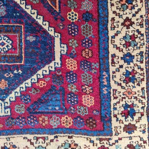 4x8 Kurdish rug Antique, Kazak pattern rug, Persian 4x8 malayer rug, Caucasian rug, Azerbaijan rug, Vibrant Turkish rug 4x8, Bedroom rug