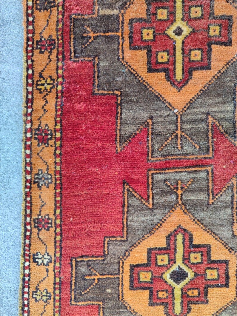 2x3 Small Antique Rug Vibrant Red Color, Skinny Rug, Turkish Rug 2x3