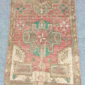 Persian 3x10 runner rug, Vintage runner 3x10 Heriz, Turkish 3x10 oushak runner, Antique runner 3x10 neutral, Afghan rug, Herki runner rug