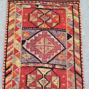 2&#39;7&quot; x 13&#39; ft, herki runner 3x13, Vibrant red turkish runner 3x13 vintage, Afghan runner rug, Persian 3x13 antique runner, Hallway rug