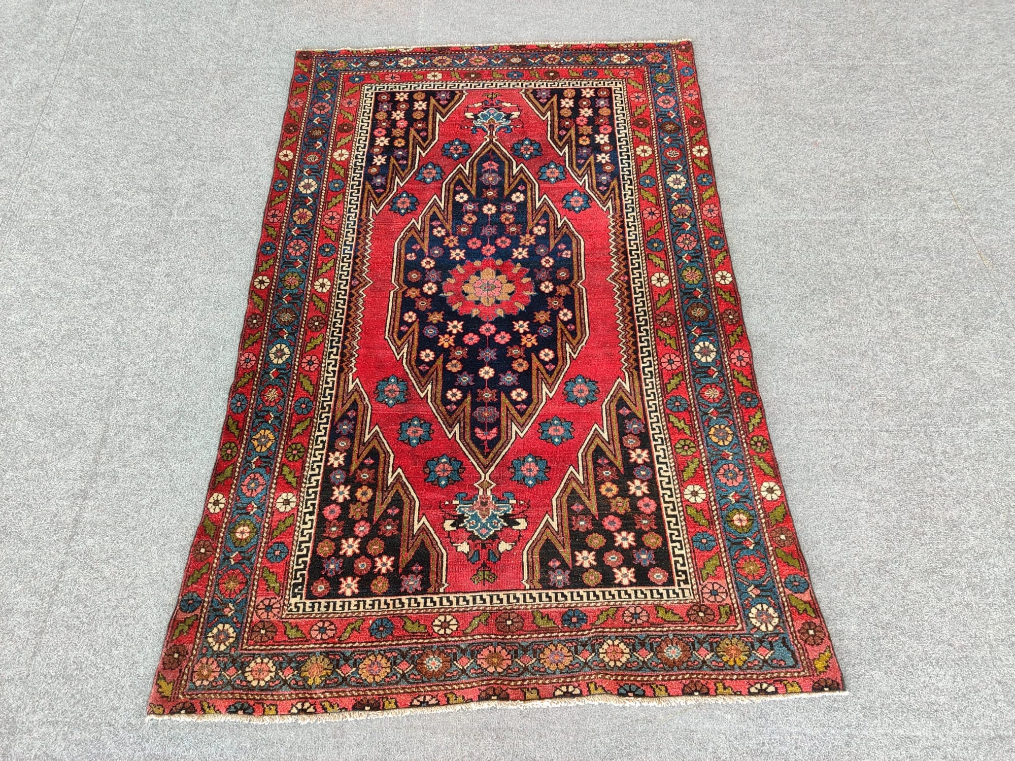 4x6 Red Antique Rug, Persian 4x6 Heriz Rug, Caucasian Rug, Bedroom Rug ...