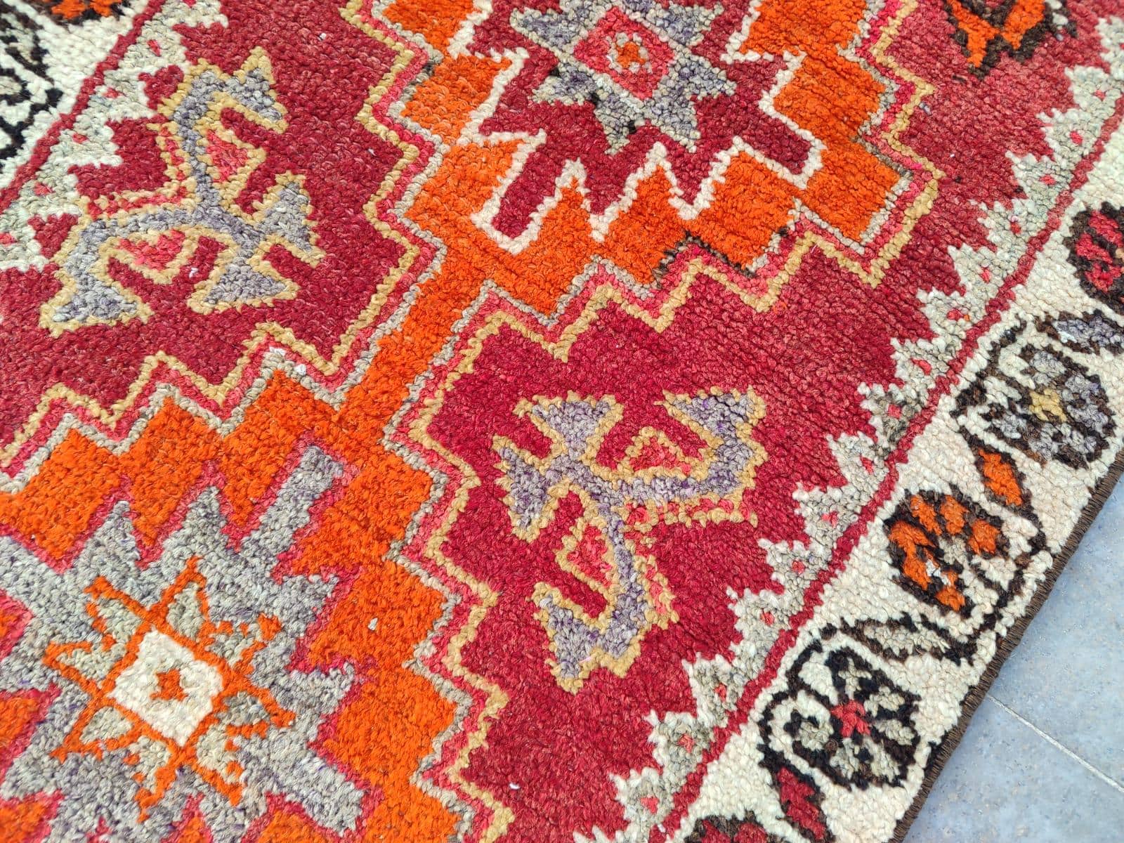 2x14 runner turkish skinny rug, Heriz rug runner, Herki runner rug, Narrow long vintage runner, Geometric rug, Long runner Vintage Oushak