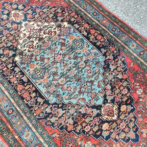 4'3" x 6'6" ft, Karaja rug 4x6, Antique rug 4x6, Heriz rug 4x6 Vintage, Serapi rug, Kurdish rug, Afghan rug 4x6, Caucasian rug, Deep rug image 11