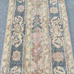2x13 löparmatta Turkisk Oushak skinny: Vintage Patchwork Handgjord löparmatta i ull